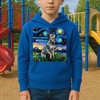 Blue Heeler Starry Night Australian Cattle Dog Art By Aja Cute Gift Kids Hoodie thumb 2