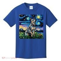 Blue Heeler Starry Night Australian Cattle Dog Art By Aja Cute Gift Kids T-Shirt thumb 0