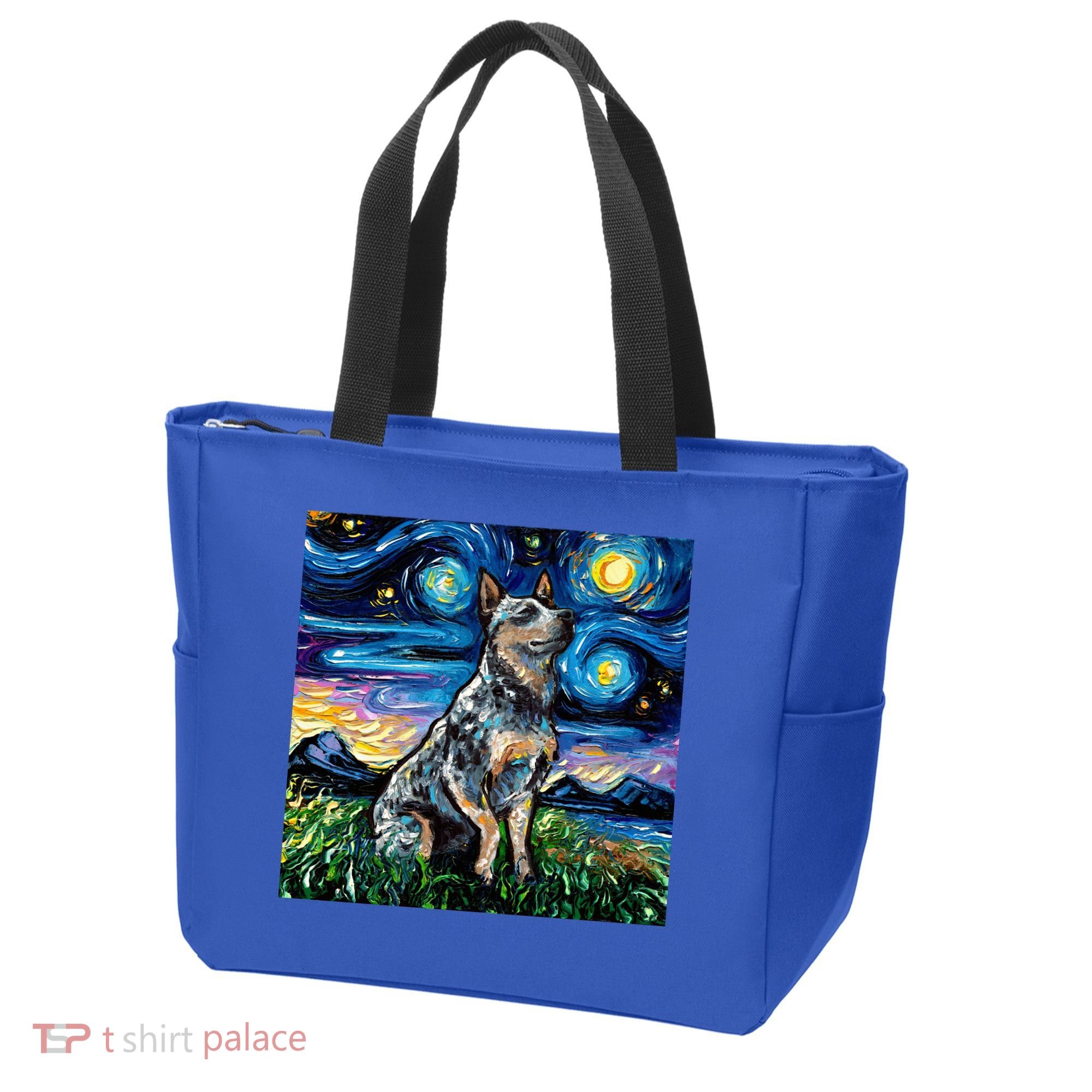 Blue Heeler Starry Night Australian Cattle Dog Art By Aja Cute Gift Tote Bag
