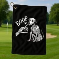 Boop Hand Skeleton And Dog Golf Towel thumb 1