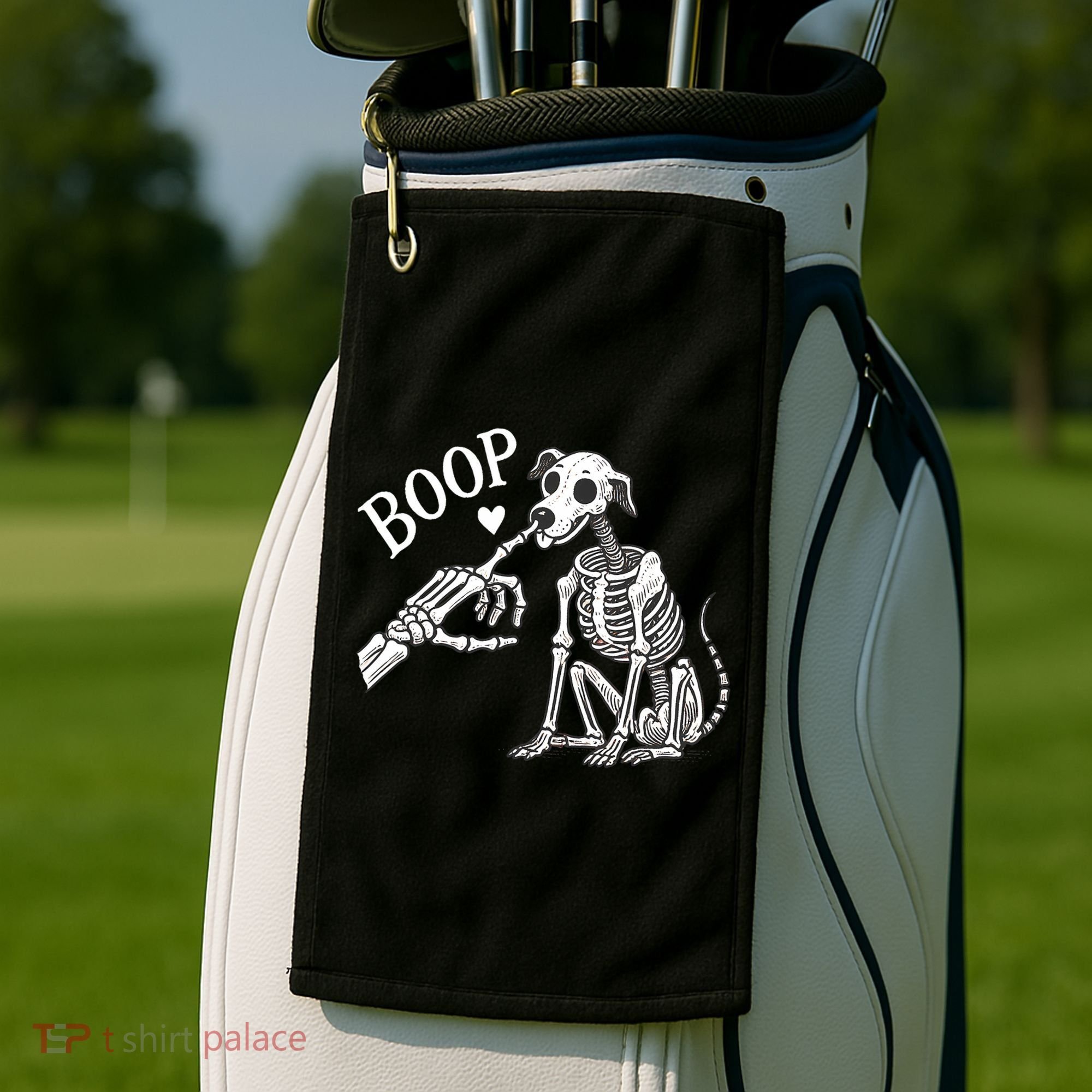 Boop Hand Skeleton And Dog Golf Towel