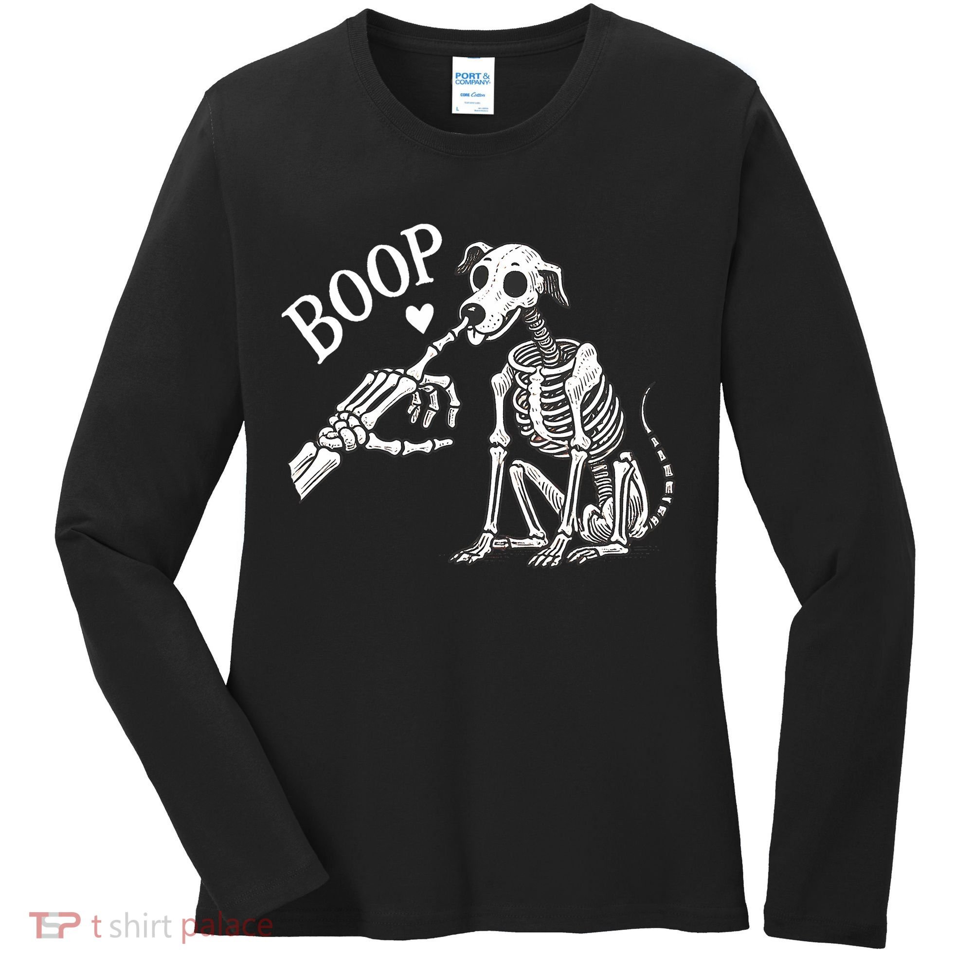 Boop Hand Skeleton And Dog Women's Long Sleeve Shirt