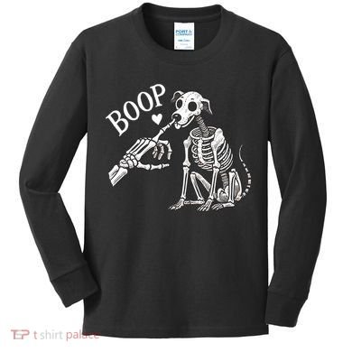 Boop Hand Skeleton And Dog Kids Long Sleeve Shirt