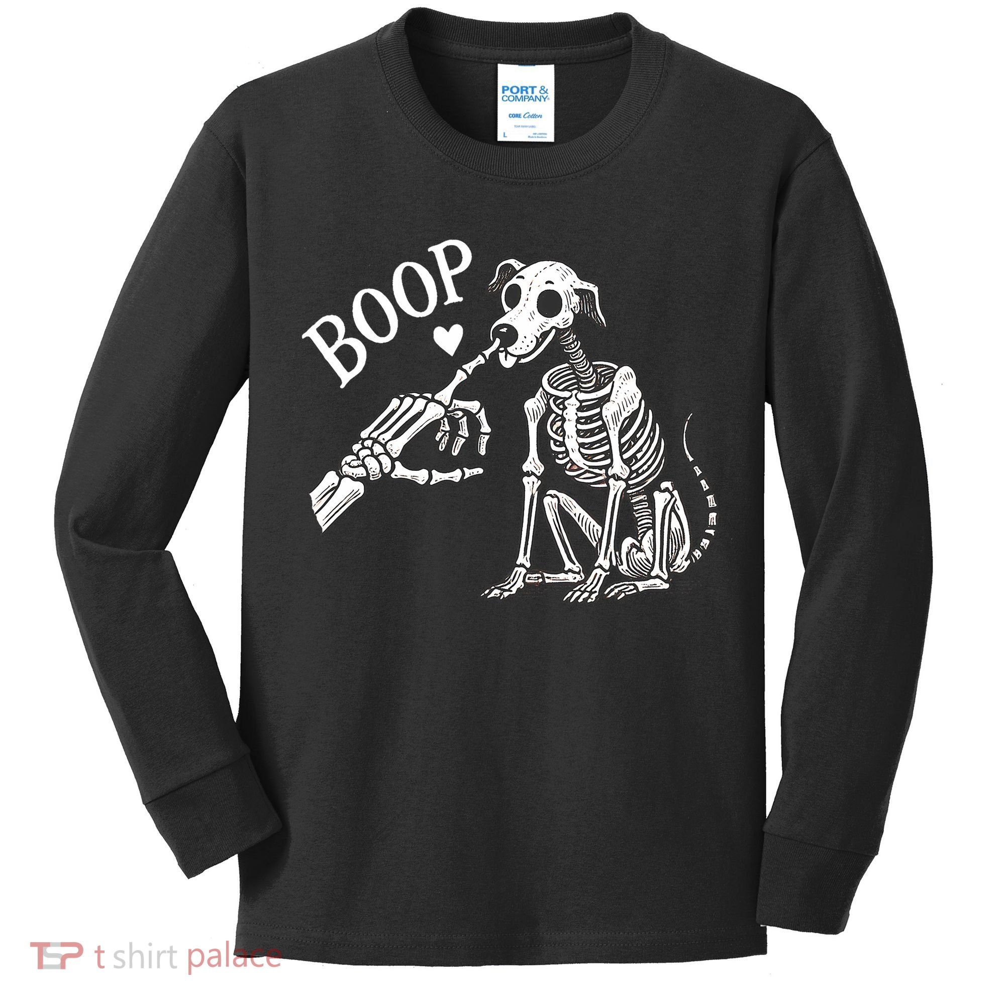 Boop Hand Skeleton And Dog Kids Long Sleeve Shirt