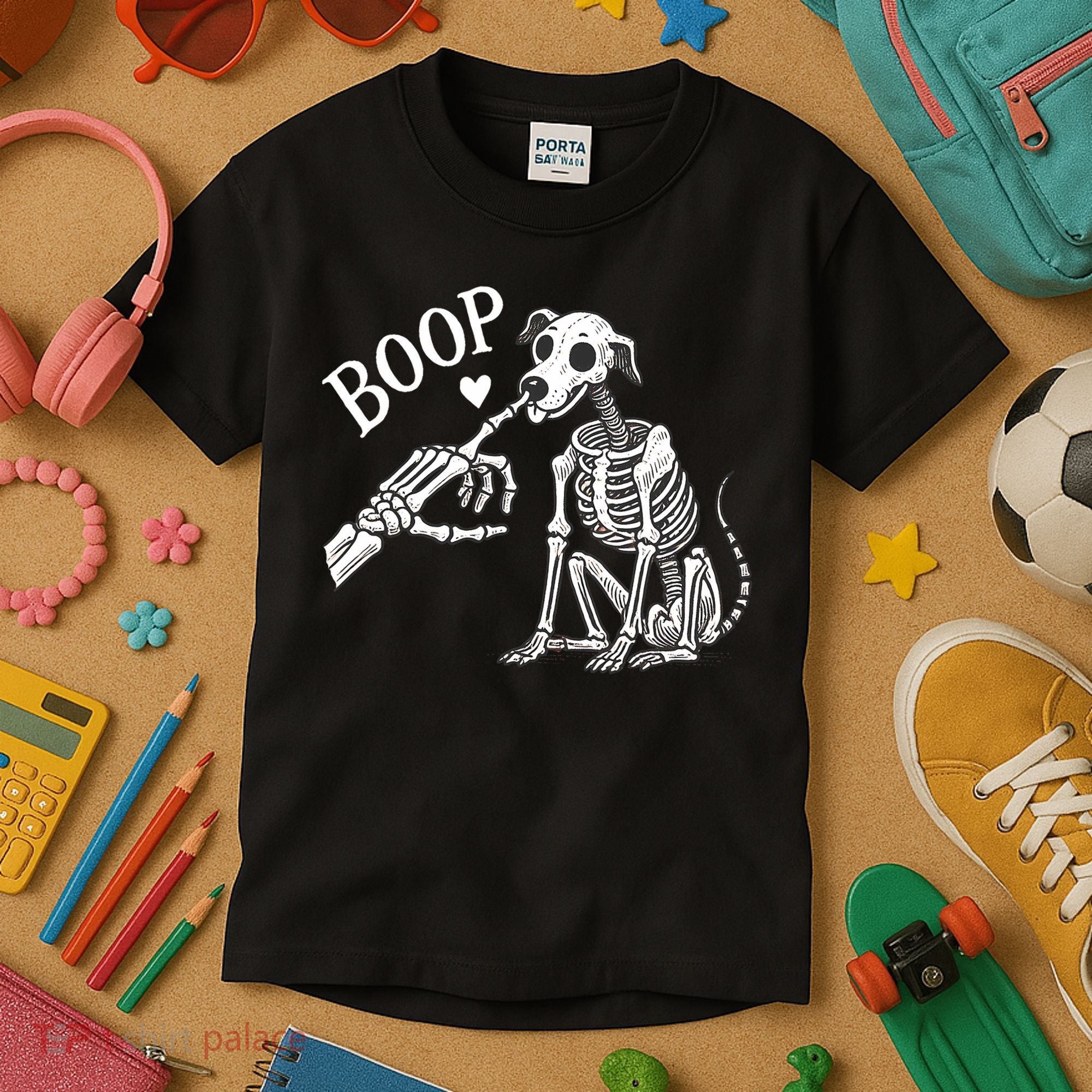 Boop Hand Skeleton And Dog Kids T-Shirt