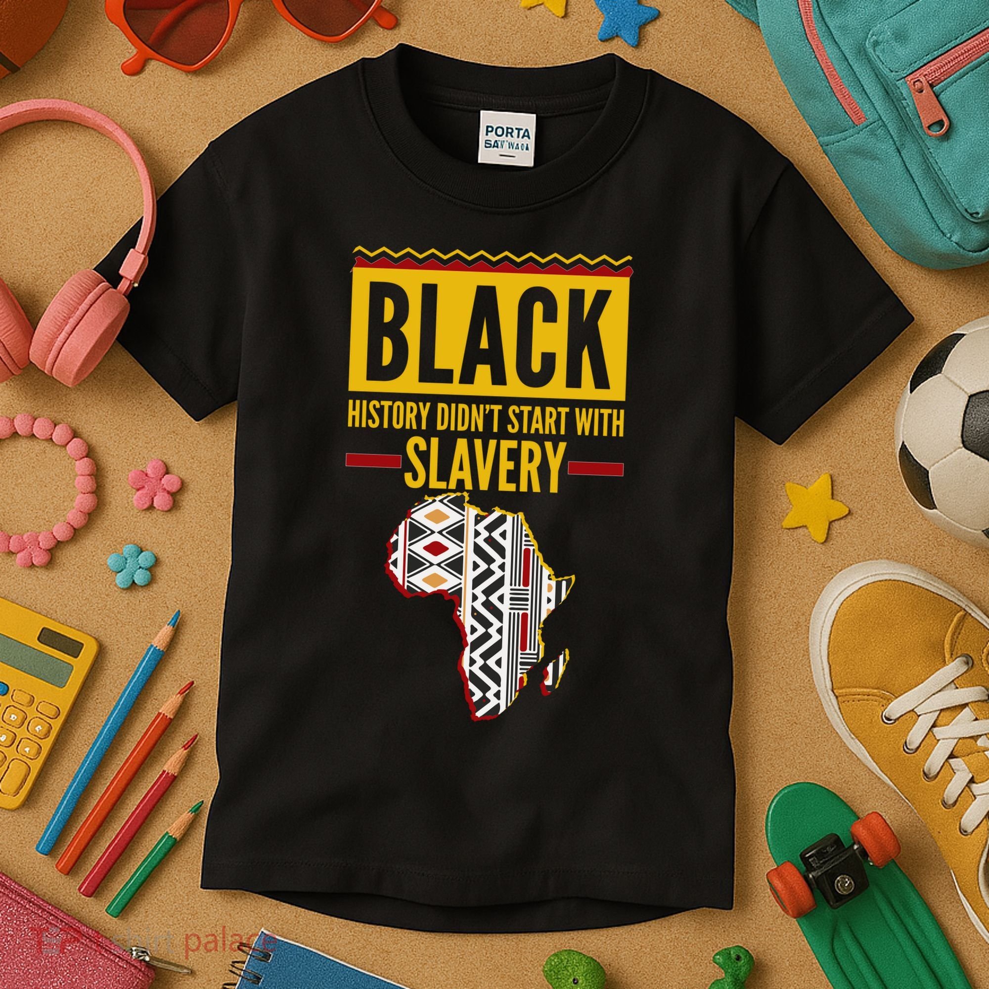 Black History DidnT Start With Slavery Africa Map Kids T-Shirt