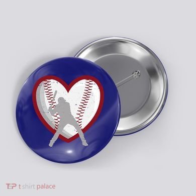 Baseball Heart Sport Lover Button