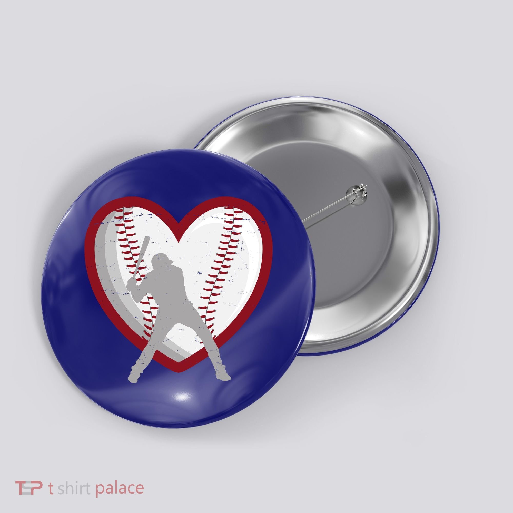 Baseball Heart Sport Lover Button