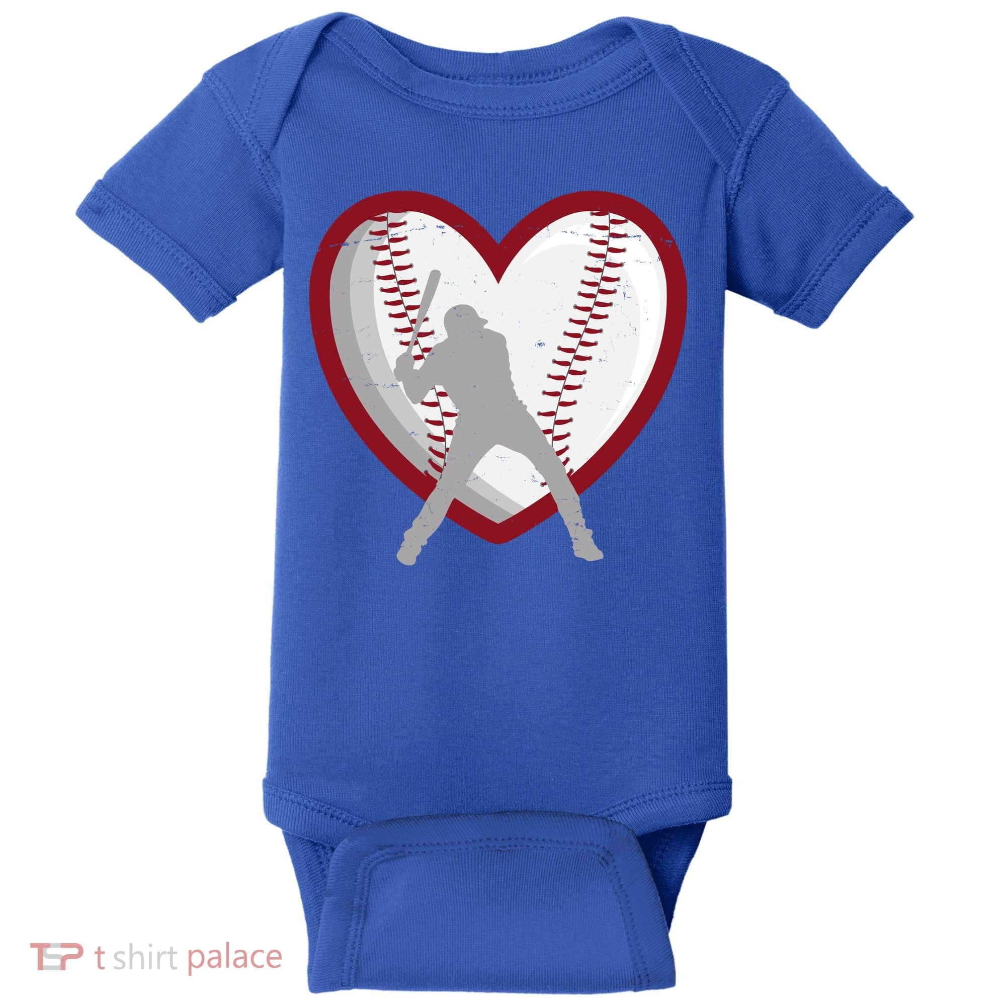 Baseball Heart Sport Lover Baby Bodysuit