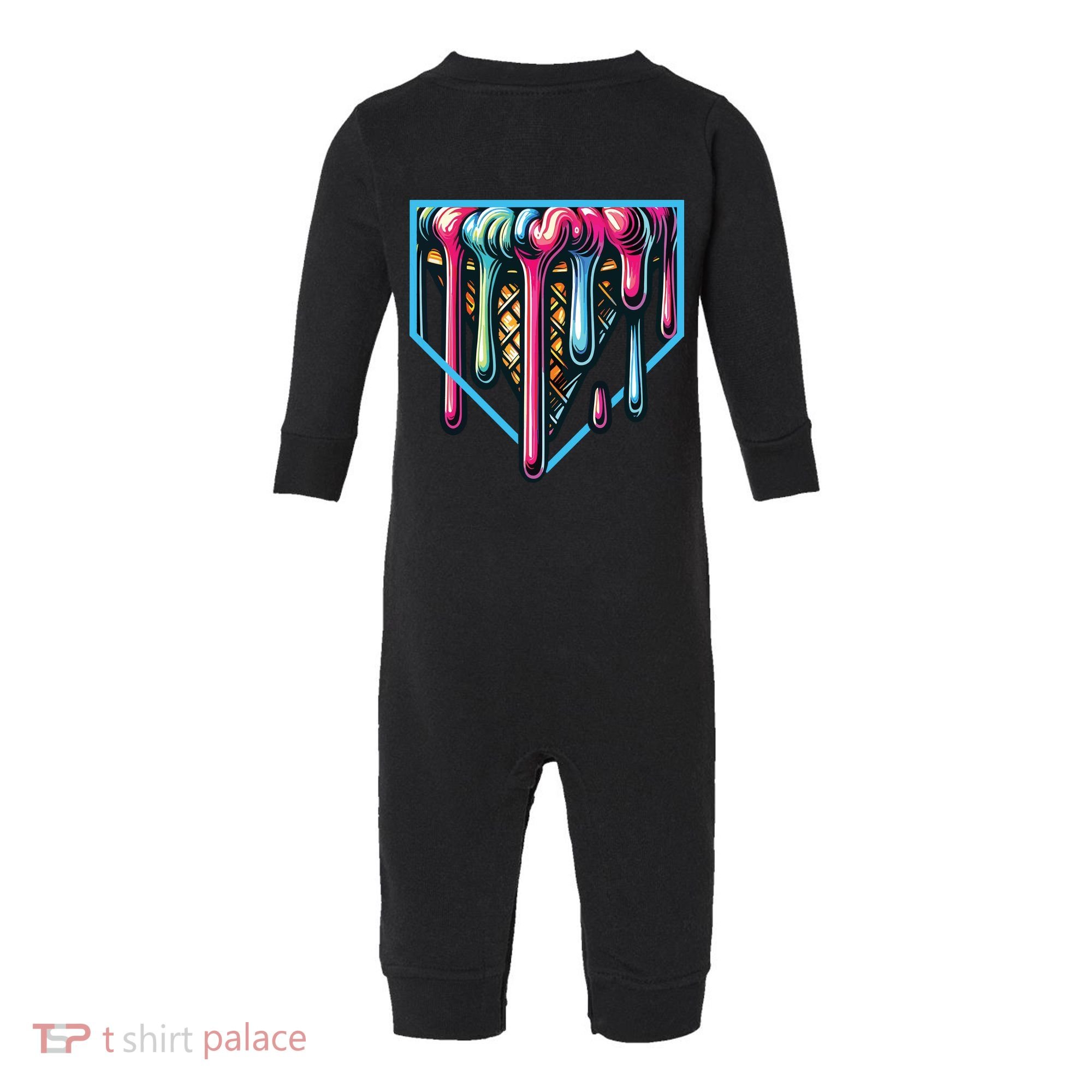 Baseball Home Social Club For Boy Ice Cream Drip Infant Fleece One Piece