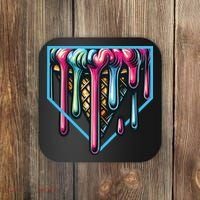 Baseball Home Social Club For Boy Ice Cream Drip Coaster thumb 0