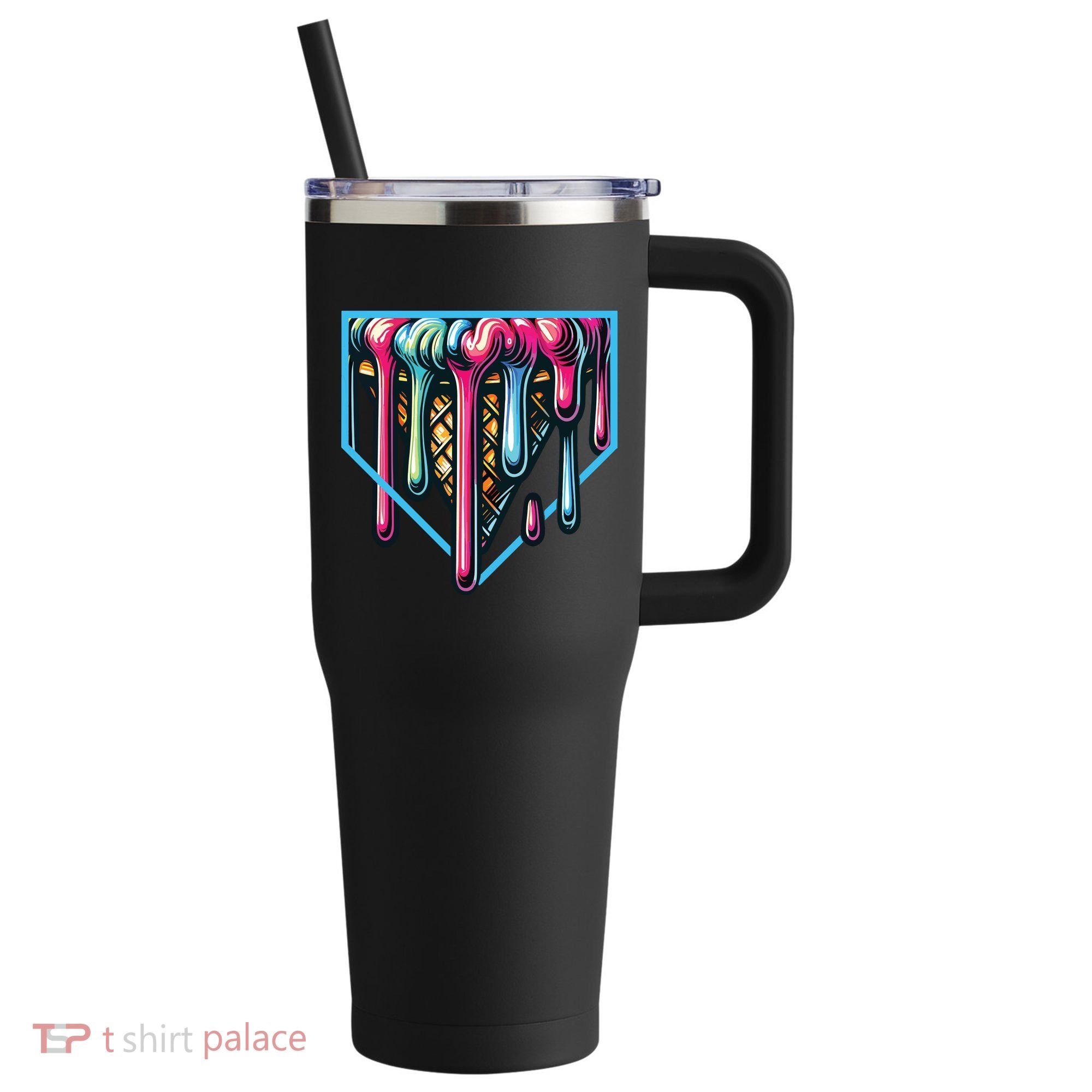 Baseball Home Social Club For Boy Ice Cream Drip 40oz Vacuum Insulated Stainless Steel Travel Tumbler