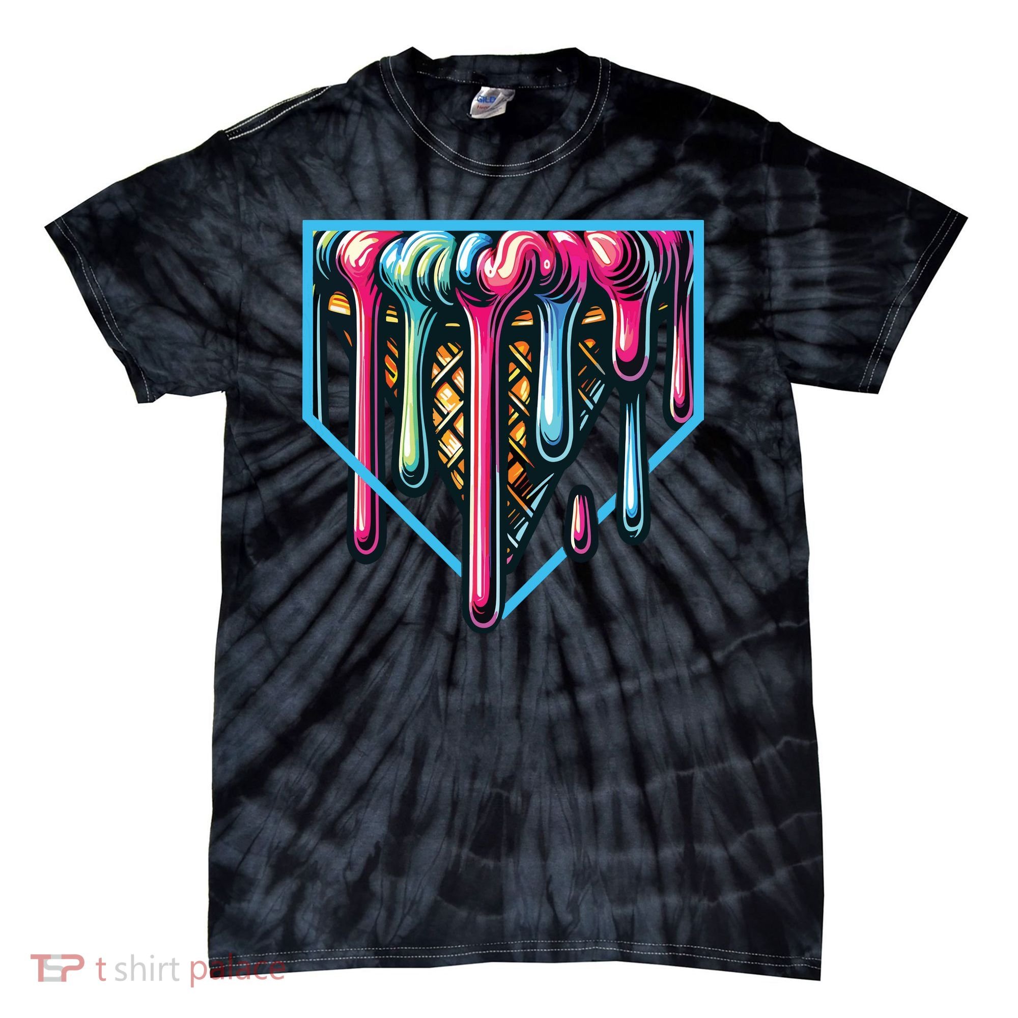 Baseball Home Social Club For Boy Ice Cream Drip Tie-Dye T-Shirt