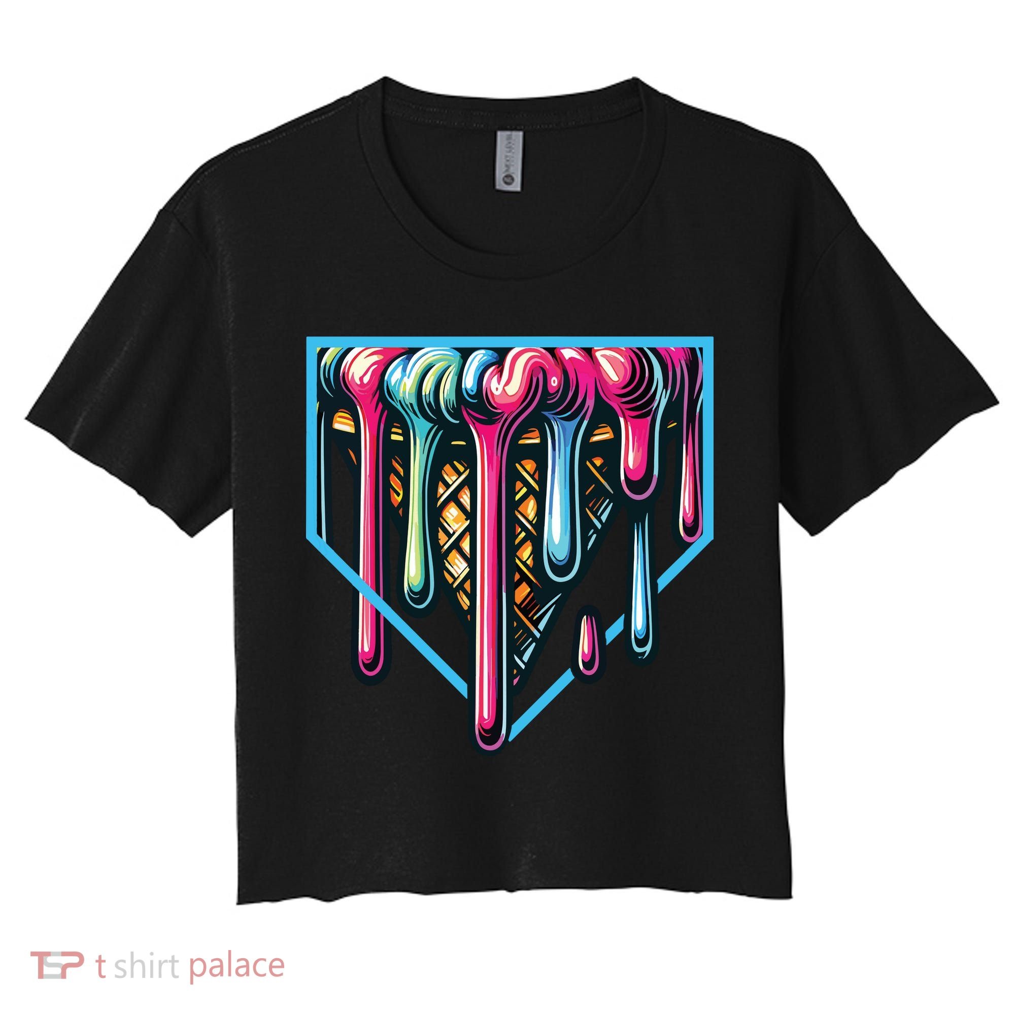 Baseball Home Social Club For Boy Ice Cream Drip Women's Crop Top Tee