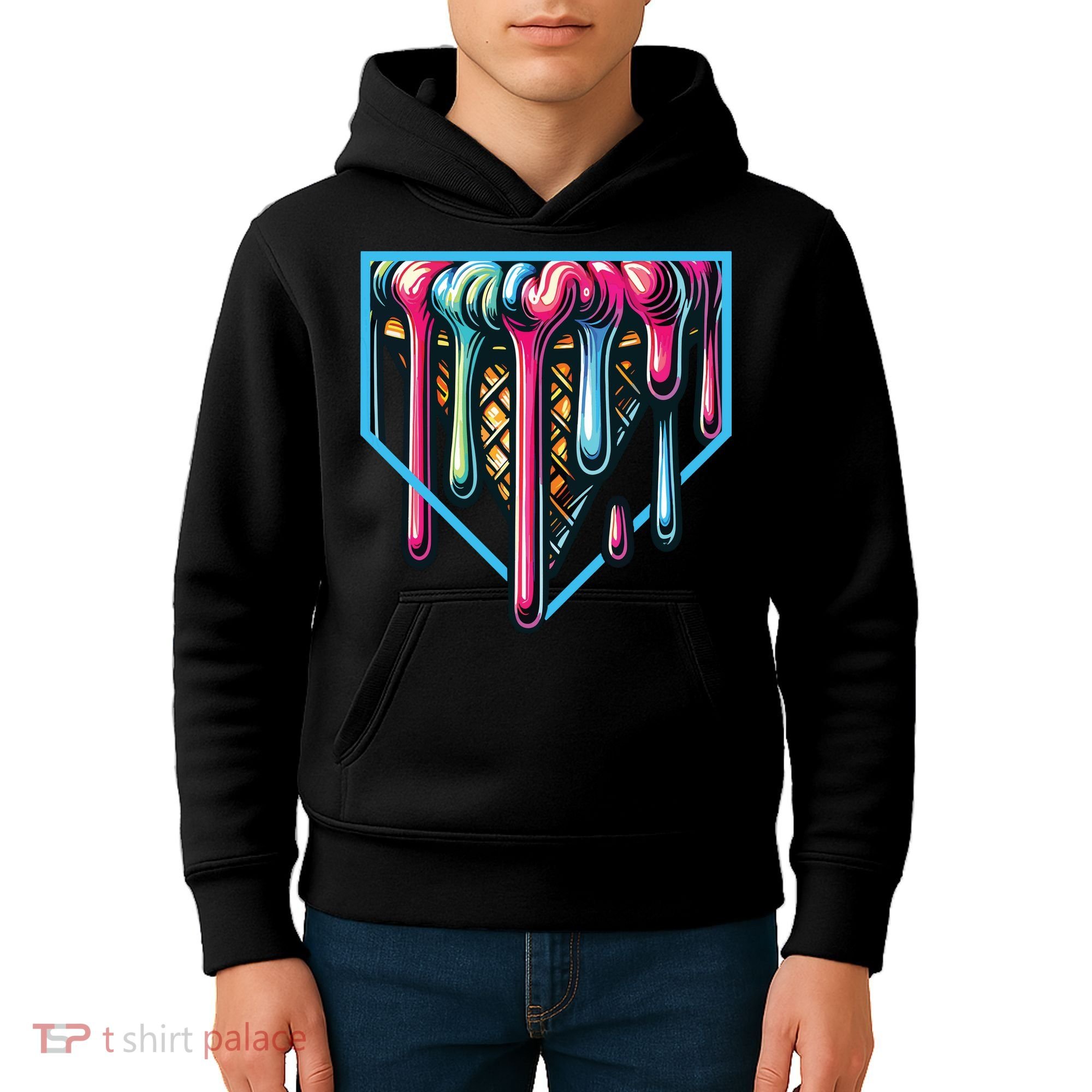 Baseball Home Social Club For Boy Ice Cream Drip Kids Hoodie