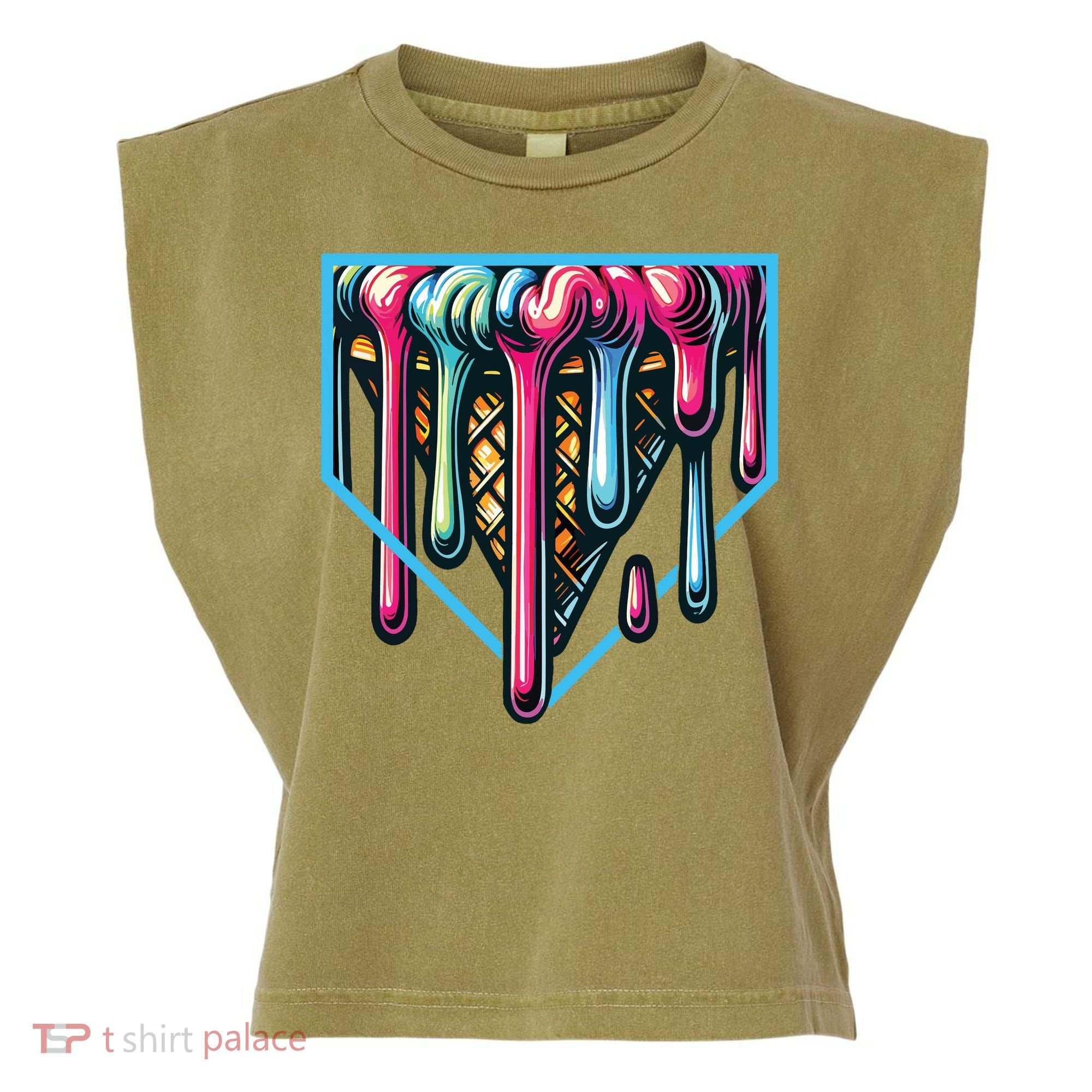 Baseball Home Social Club For Boy Ice Cream Drip Garment-Dyed Women's Muscle Tee