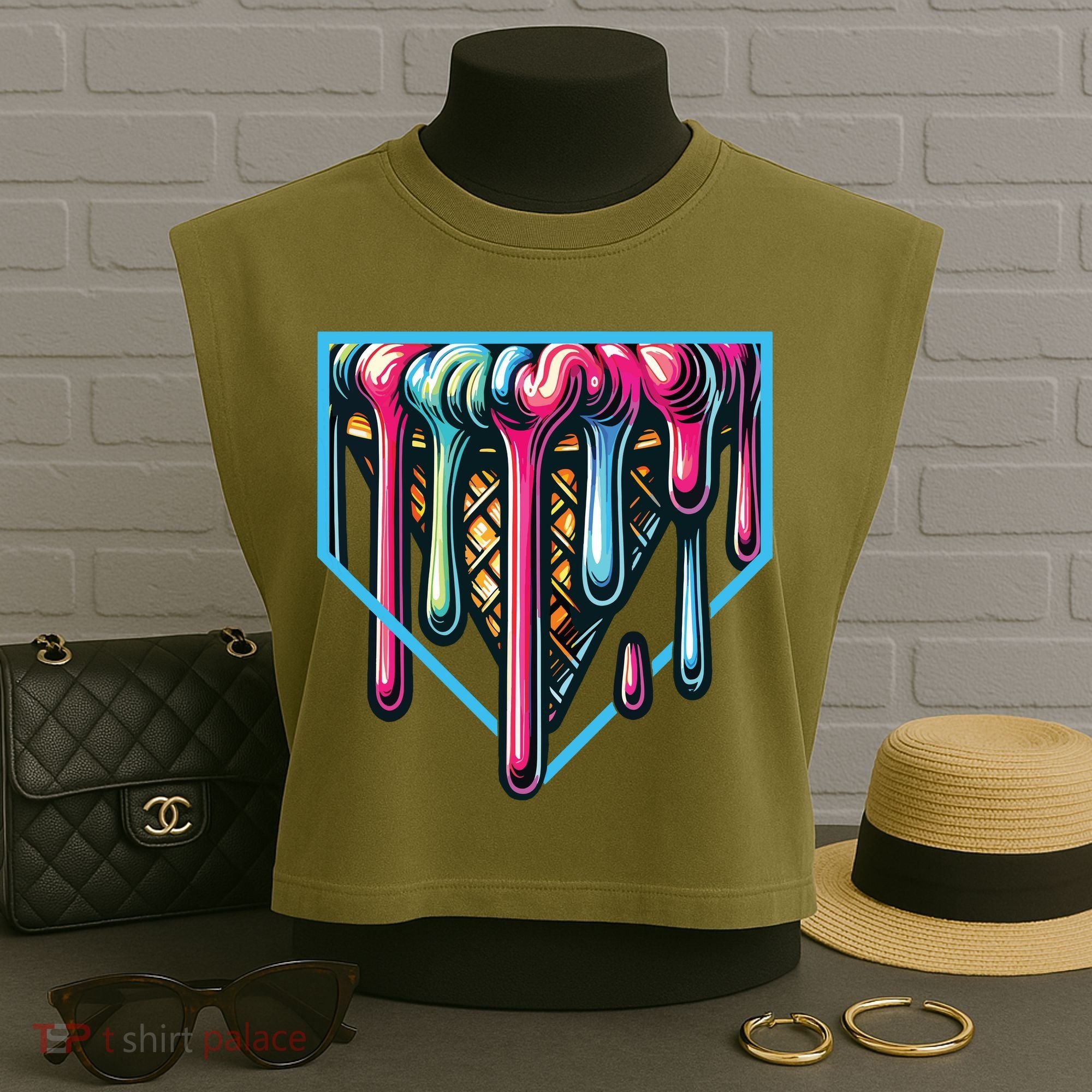 Baseball Home Social Club For Boy Ice Cream Drip Garment-Dyed Women's Muscle Tee