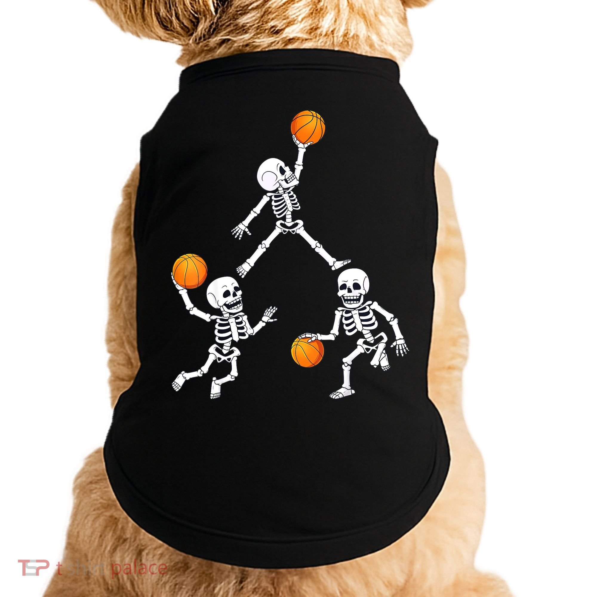 Basketball Halloween Skeleton Dunking Dribble Boys Teen Doggie Tank