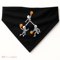 Basketball Halloween Skeleton Dunking Dribble Boys Teen USA-Made Doggie Bandana thumb 0