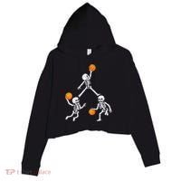 Basketball Halloween Skeleton Dunking Dribble Boys Teen Crop Fleece Hoodie thumb 0