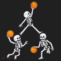 Basketball Halloween Skeleton Dunking Dribble Boys Teen Crop Fleece Hoodie thumb 2