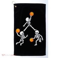 Basketball Halloween Skeleton Dunking Dribble Boys Teen Golf Towel thumb 0