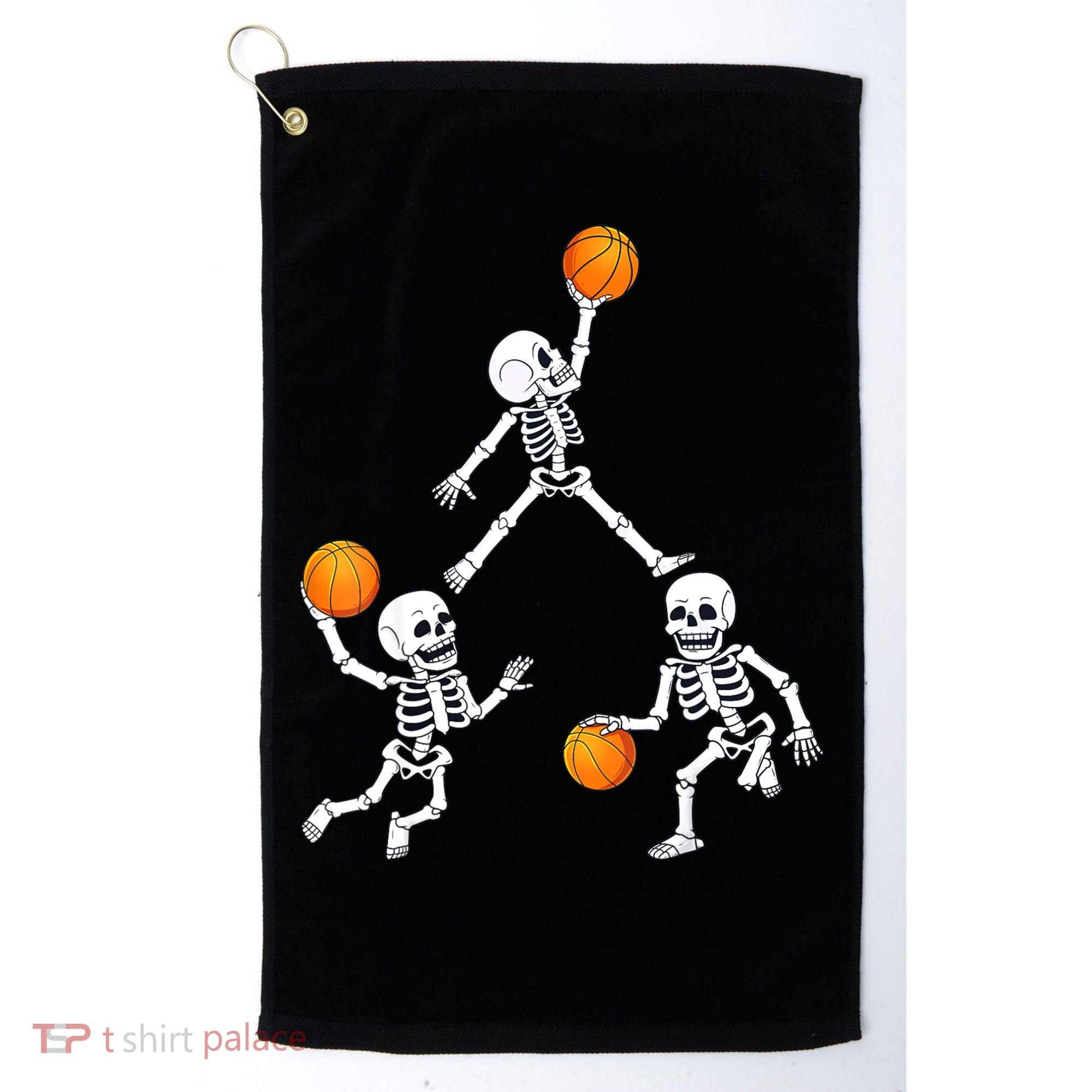 Basketball Halloween Skeleton Dunking Dribble Boys Teen Golf Towel