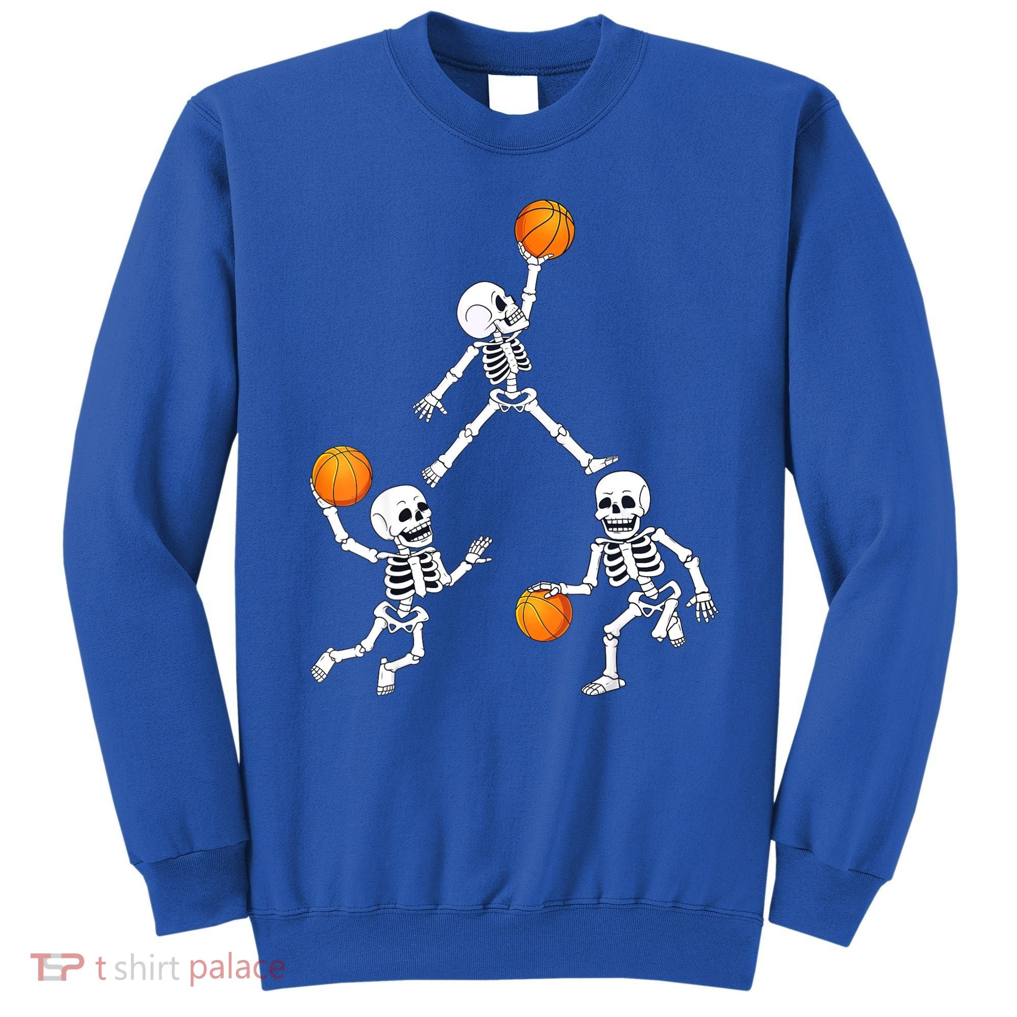 Basketball Halloween Skeleton Dunking Dribble Boys Teen Sweatshirt
