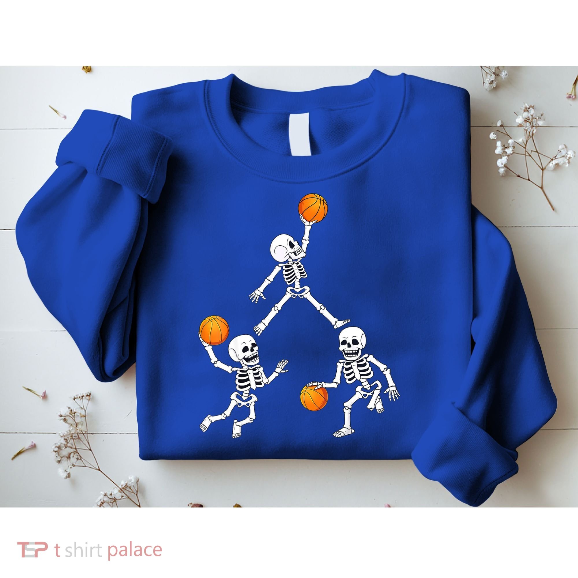 Basketball Halloween Skeleton Dunking Dribble Boys Teen Sweatshirt