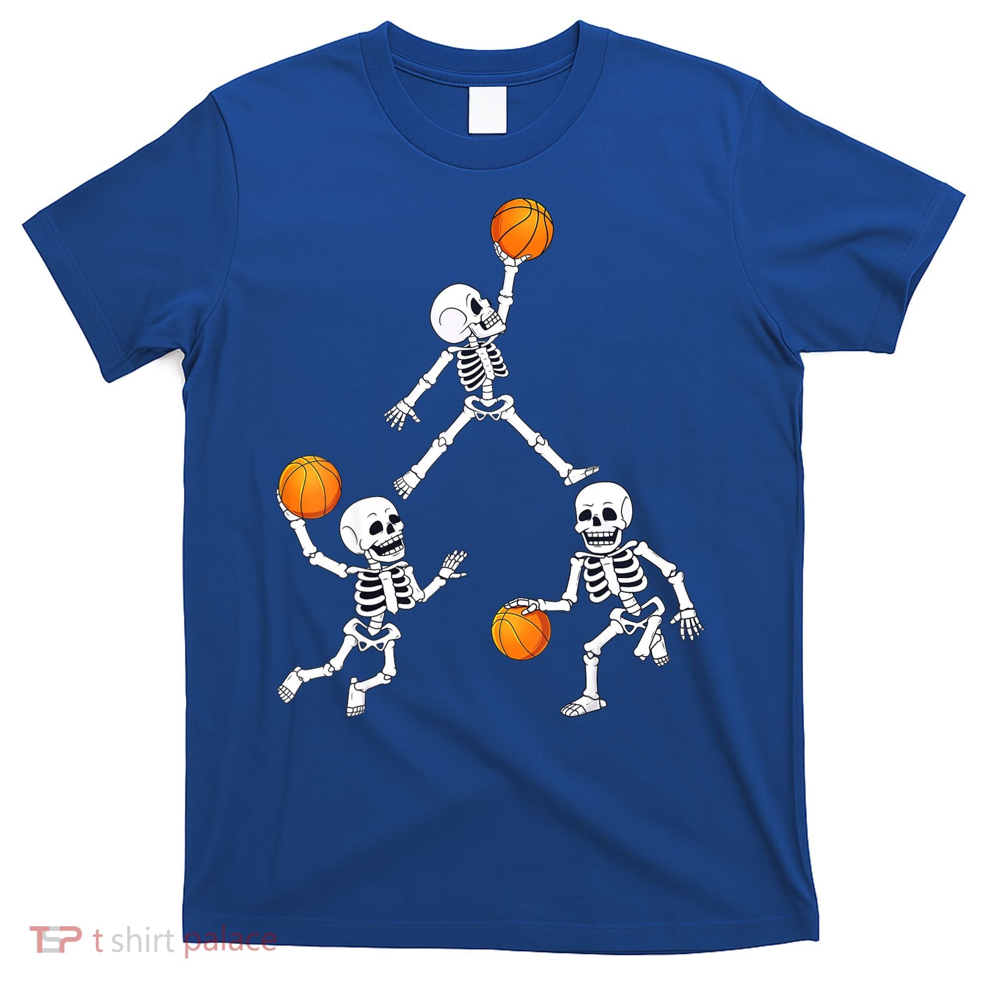 Basketball Halloween Skeleton Dunking Dribble Boys Teen T-Shirt