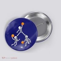 Basketball Halloween Skeleton Dunking Dribble Boys Teen Button thumb 0