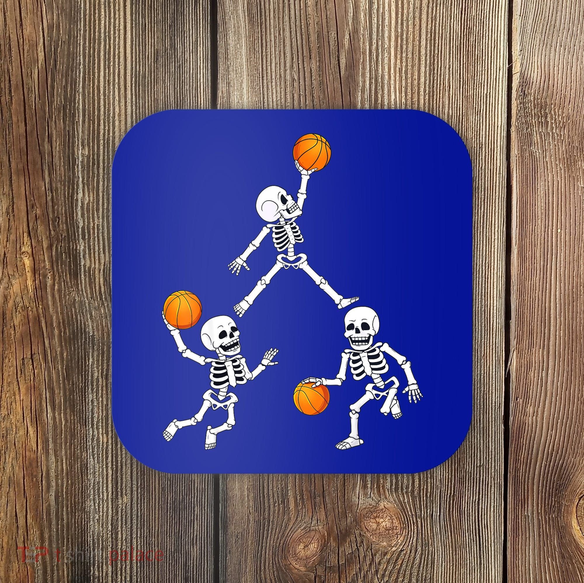 Basketball Halloween Skeleton Dunking Dribble Boys Teen Coaster