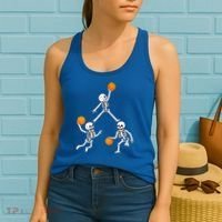 Basketball Halloween Skeleton Dunking Dribble Boys Teen Women's Tank Top thumb 2