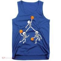 Basketball Halloween Skeleton Dunking Dribble Boys Teen Tank Top thumb 0