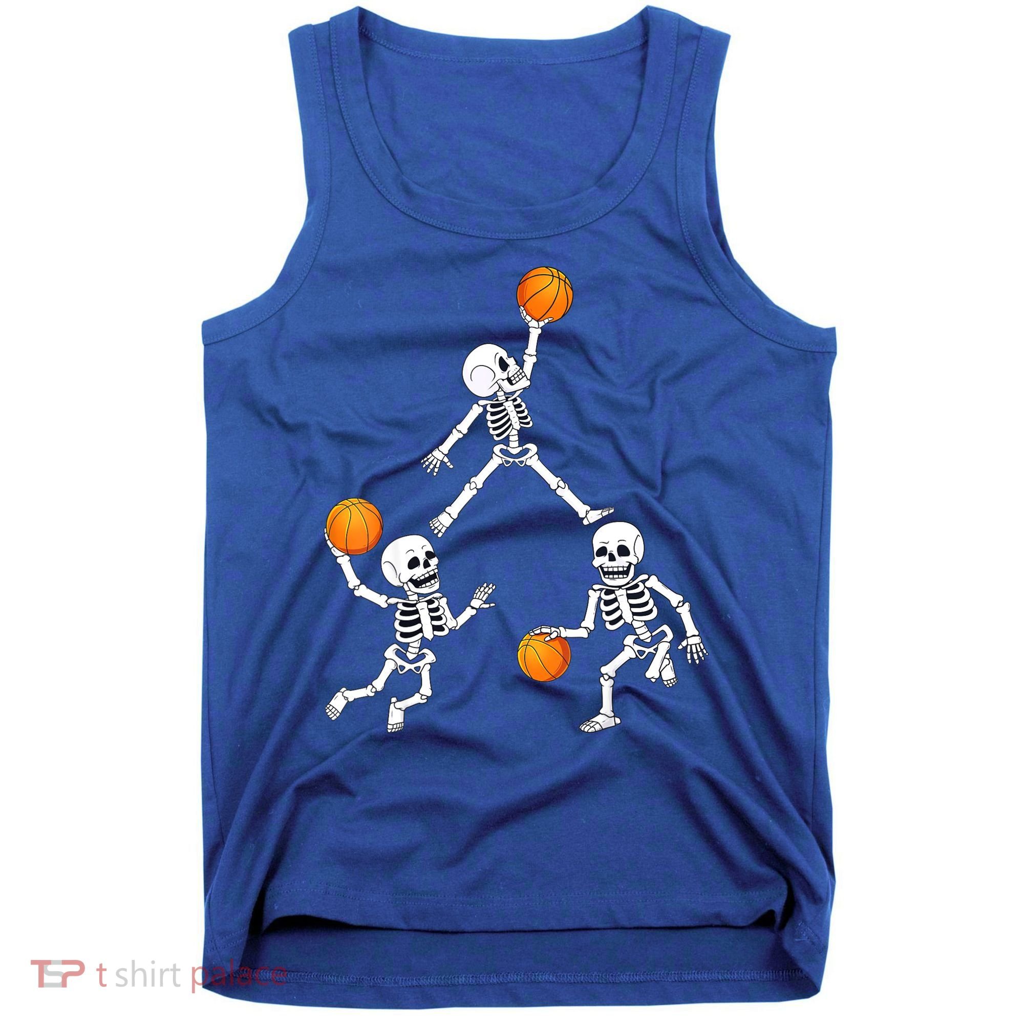 Basketball Halloween Skeleton Dunking Dribble Boys Teen Tank Top