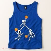 Basketball Halloween Skeleton Dunking Dribble Boys Teen Tank Top thumb 2