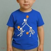 Basketball Halloween Skeleton Dunking Dribble Boys Teen Toddler T-Shirt thumb 2