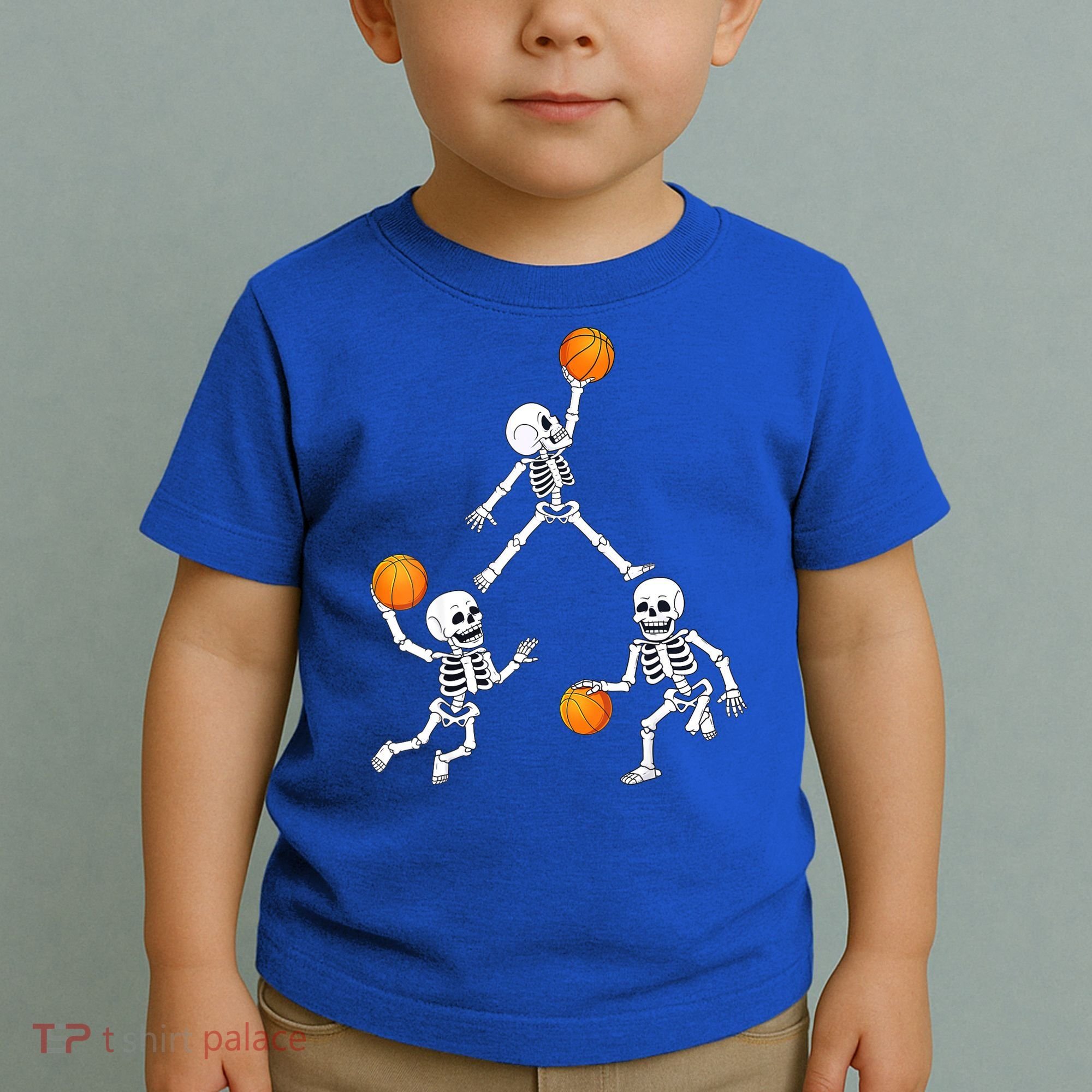 Basketball Halloween Skeleton Dunking Dribble Boys Teen Toddler T-Shirt