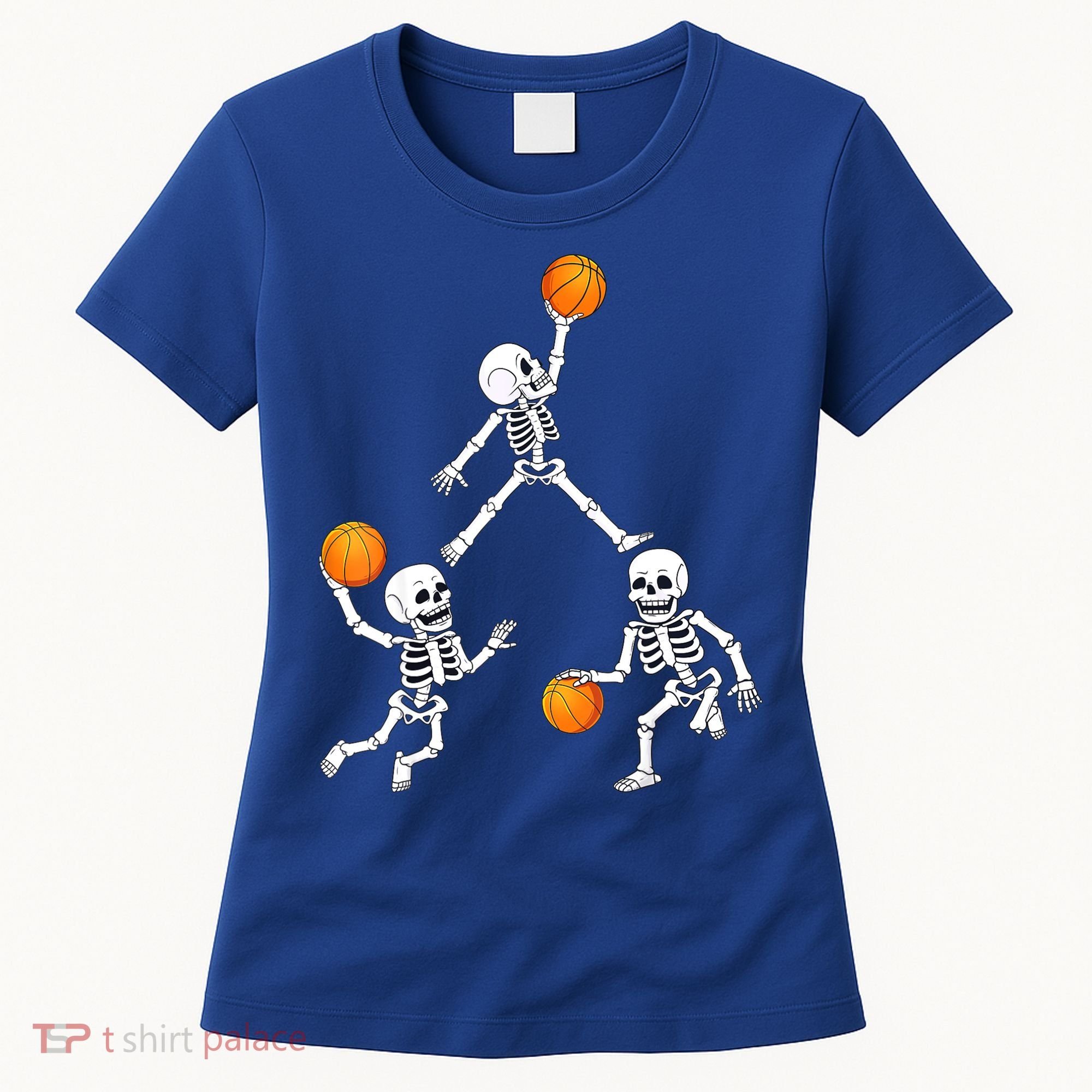 Basketball Halloween Skeleton Dunking Dribble Boys Teen Women's T-Shirt