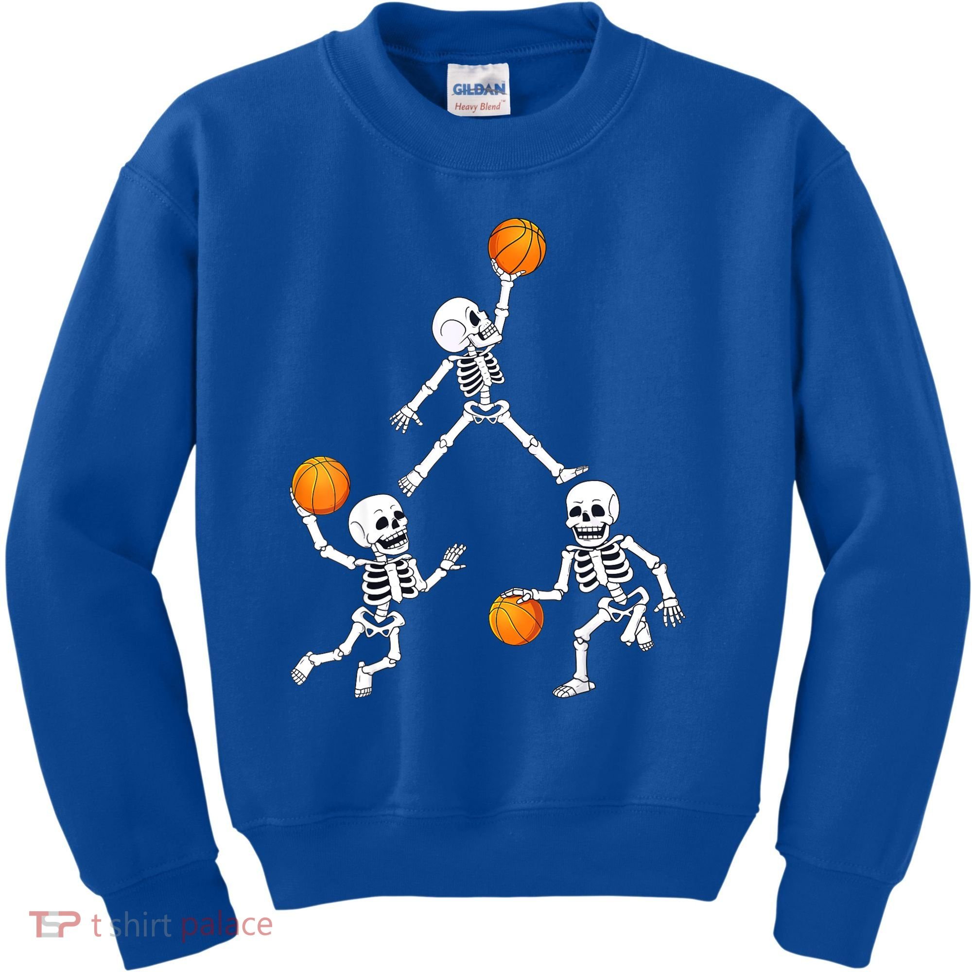 Basketball Halloween Skeleton Dunking Dribble Boys Teen Kids Sweatshirt