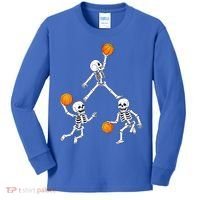 Basketball Halloween Skeleton Dunking Dribble Boys Teen Kids Long Sleeve Shirt thumb 0