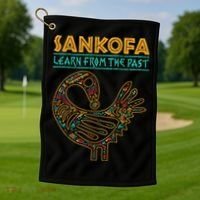 Black History Sankofa African Bird Junenth Golf Towel thumb 1