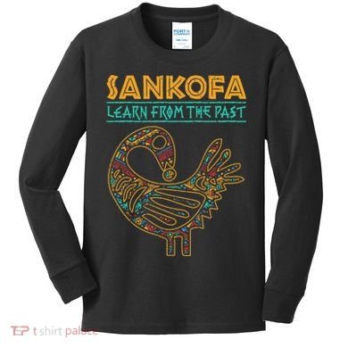 Black History Sankofa African Bird Junenth Kids Long Sleeve Shirt