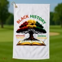Black History Tree Root Book Honoring The Past Inspiring The Future Golf Towel thumb 1