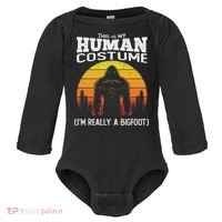 Bigfoot Halloween This Is My Human Costume Im A Bigfoot Baby Long Sleeve Bodysuit thumb 0