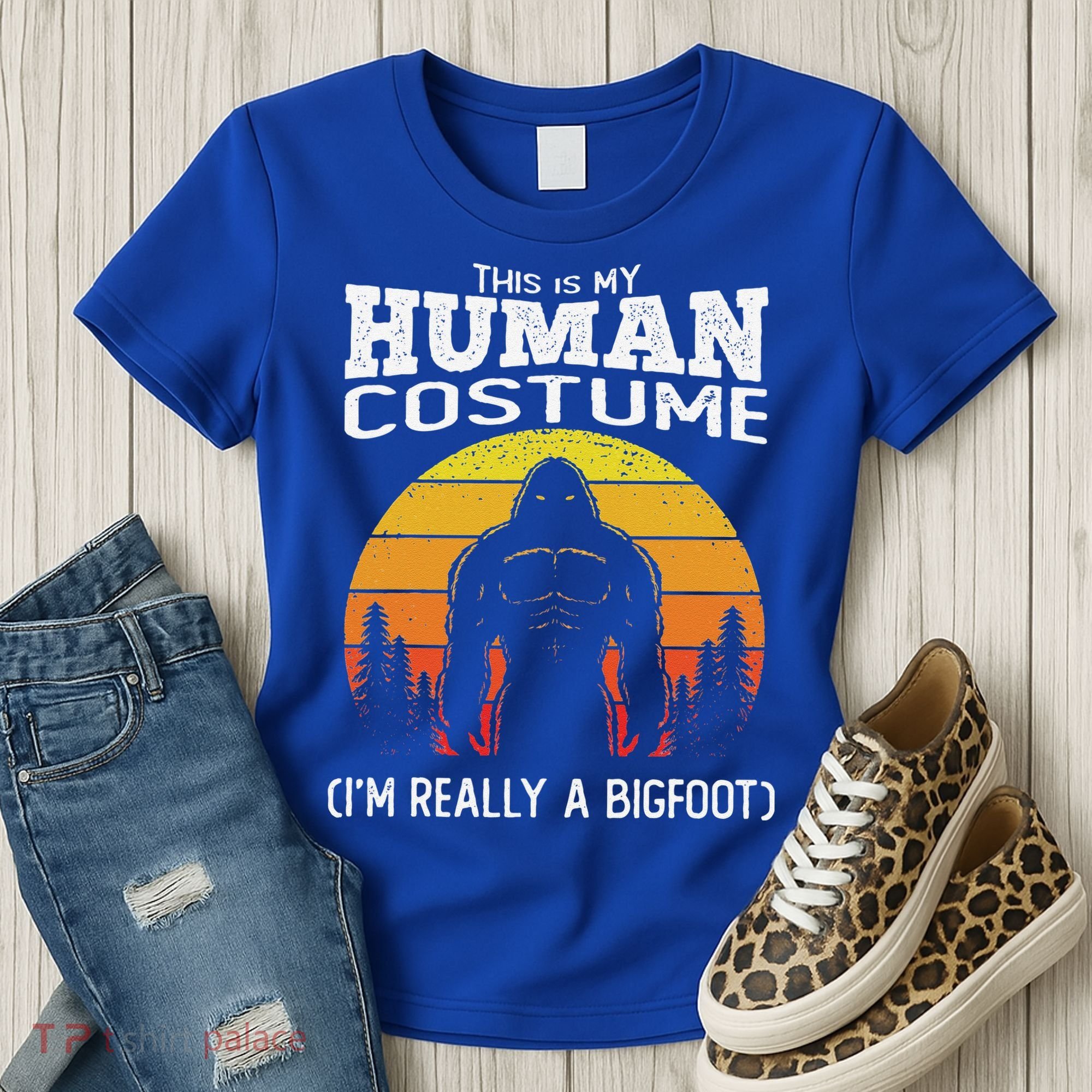 Bigfoot Halloween This Is My Human Costume Im A Bigfoot Women's T-Shirt
