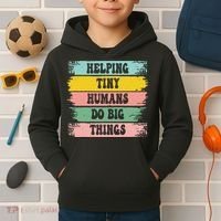 Brushstroke Helping Tiny Humans Do Big Things Speed Teacher Kids Hoodie thumb 2