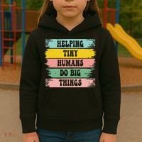 Brushstroke Helping Tiny Humans Do Big Things Speed Teacher Kids Hoodie thumb 3
