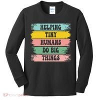 Brushstroke Helping Tiny Humans Do Big Things Speed Teacher Kids Long Sleeve Shirt thumb 0
