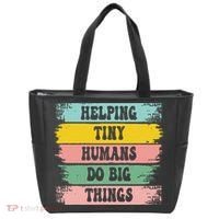 Brushstroke Helping Tiny Humans Do Big Things Speed Teacher Tote Bag thumb 0